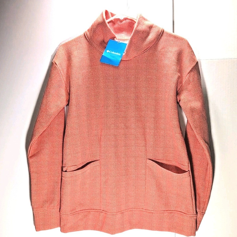 Columbia Womens Small Sweatshirt Pink Mock Neck‎ Pullover Long Sleeve Small New